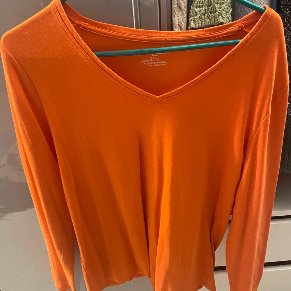 Lane Bryant Bright Orange Long Sleeve Top